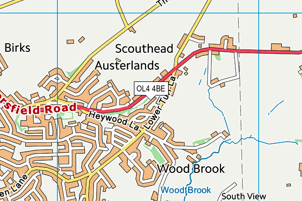 OL4 4BE map - OS VectorMap District (Ordnance Survey)