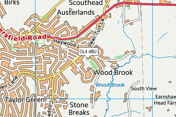 OL4 4BU map - OS VectorMap District (Ordnance Survey)