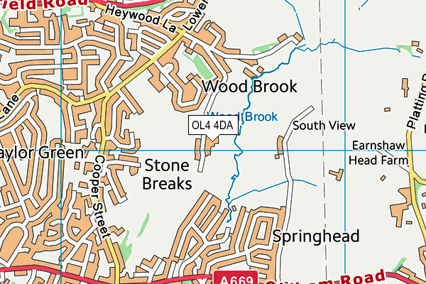 OL4 4DA map - OS VectorMap District (Ordnance Survey)