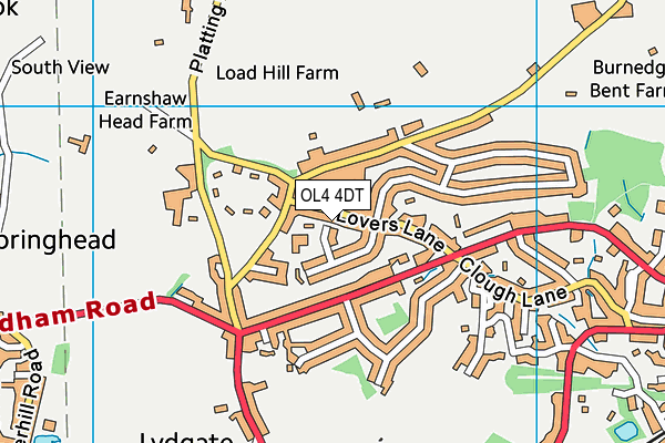 OL4 4DT map - OS VectorMap District (Ordnance Survey)