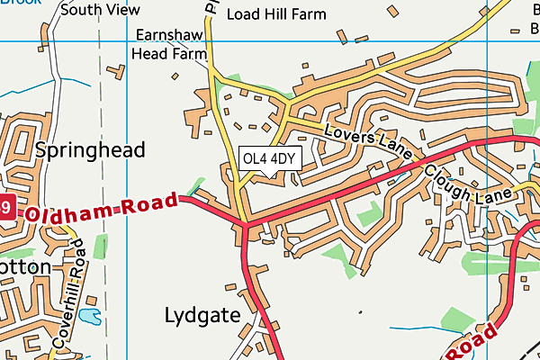 OL4 4DY map - OS VectorMap District (Ordnance Survey)