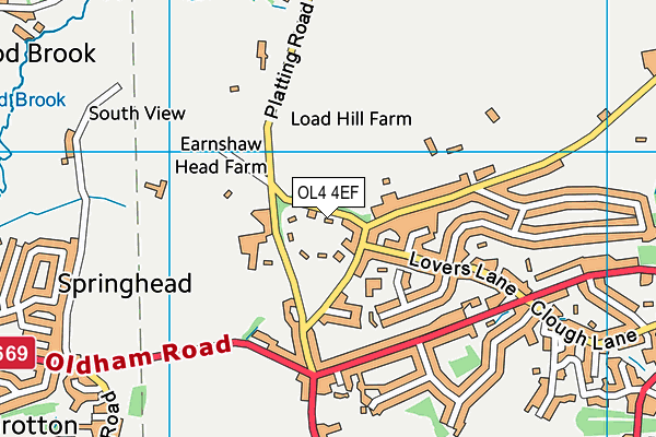 OL4 4EF map - OS VectorMap District (Ordnance Survey)