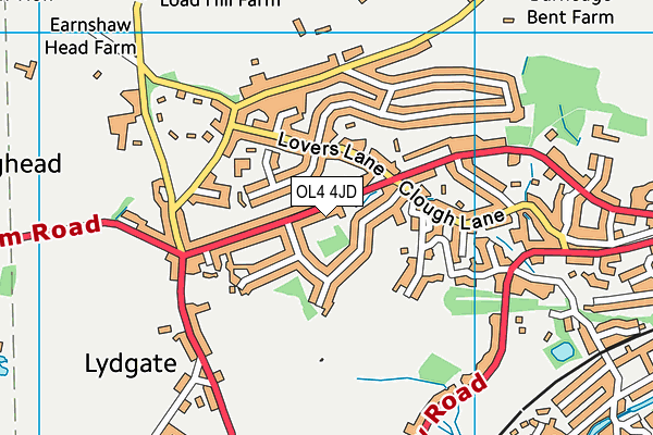 OL4 4JD map - OS VectorMap District (Ordnance Survey)