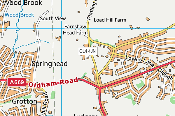 OL4 4JN map - OS VectorMap District (Ordnance Survey)