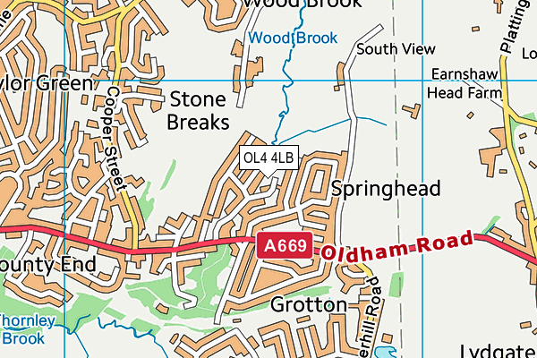 OL4 4LB map - OS VectorMap District (Ordnance Survey)