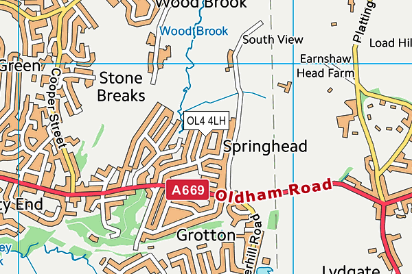 OL4 4LH map - OS VectorMap District (Ordnance Survey)