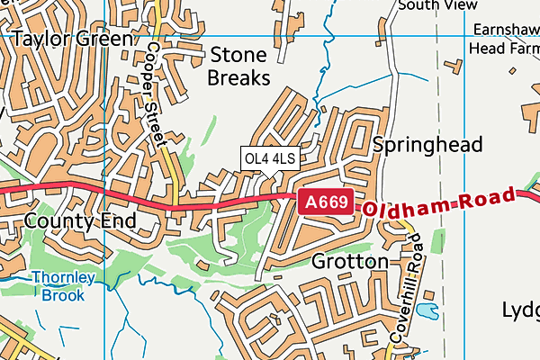 OL4 4LS map - OS VectorMap District (Ordnance Survey)