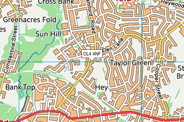 OL4 4NF map - OS VectorMap District (Ordnance Survey)