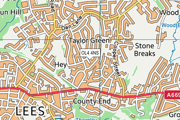 OL4 4NS map - OS VectorMap District (Ordnance Survey)