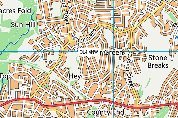 OL4 4NW map - OS VectorMap District (Ordnance Survey)