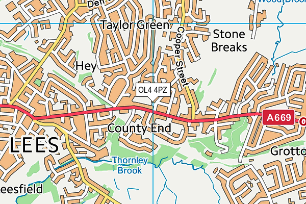 OL4 4PZ map - OS VectorMap District (Ordnance Survey)