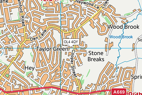 OL4 4QY map - OS VectorMap District (Ordnance Survey)