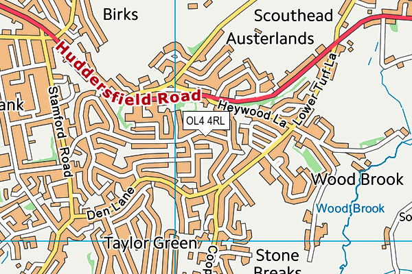 OL4 4RL map - OS VectorMap District (Ordnance Survey)