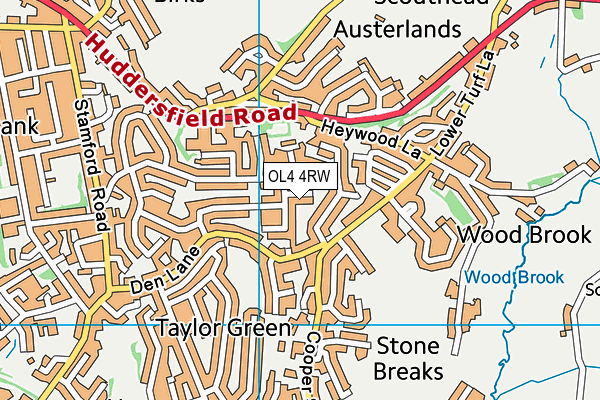 OL4 4RW map - OS VectorMap District (Ordnance Survey)