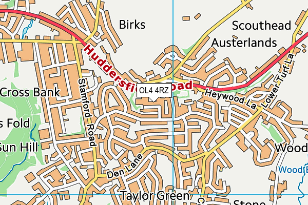 OL4 4RZ map - OS VectorMap District (Ordnance Survey)