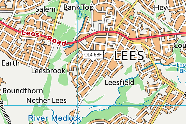 OL4 5BF map - OS VectorMap District (Ordnance Survey)