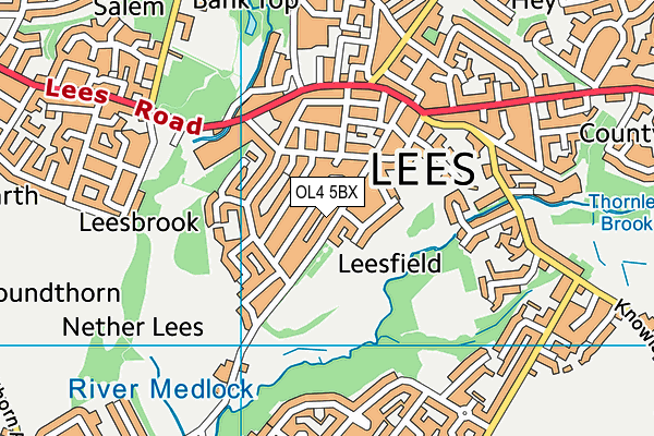 OL4 5BX map - OS VectorMap District (Ordnance Survey)