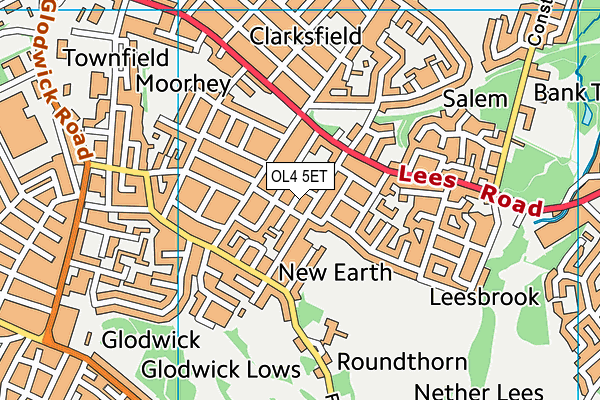 OL4 5ET map - OS VectorMap District (Ordnance Survey)