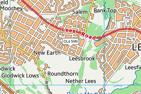 OL4 5HN map - OS VectorMap District (Ordnance Survey)