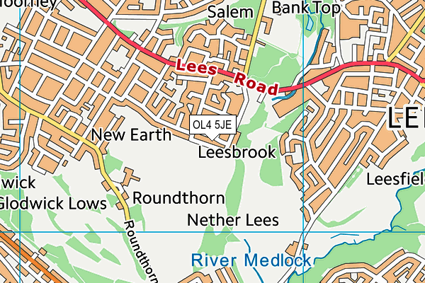Oasis Academy Leesbrook map (OL4 5JE) - OS VectorMap District (Ordnance Survey)