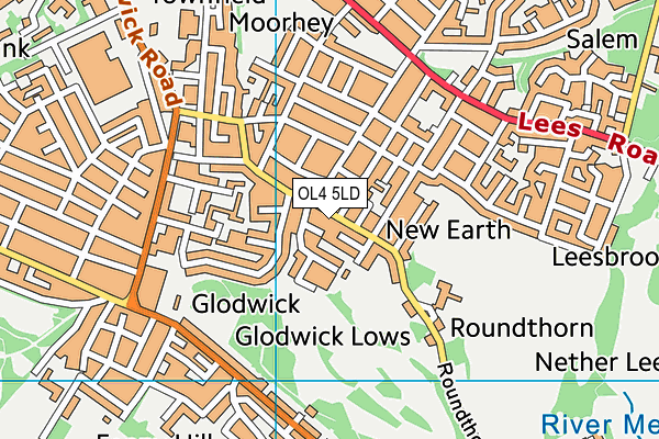 OL4 5LD map - OS VectorMap District (Ordnance Survey)