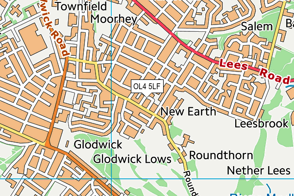 OL4 5LF map - OS VectorMap District (Ordnance Survey)