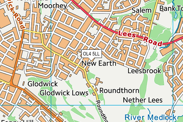 OL4 5LL map - OS VectorMap District (Ordnance Survey)