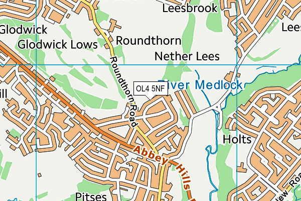 OL4 5NF map - OS VectorMap District (Ordnance Survey)