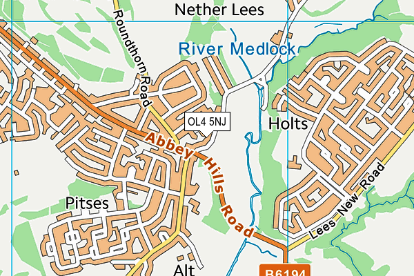 OL4 5NJ map - OS VectorMap District (Ordnance Survey)