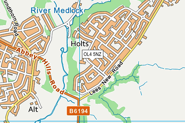 OL4 5NZ map - OS VectorMap District (Ordnance Survey)