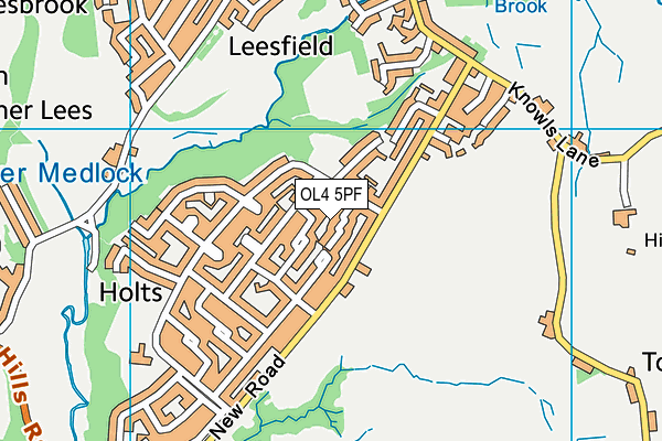 OL4 5PF map - OS VectorMap District (Ordnance Survey)