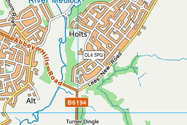 OL4 5PG map - OS VectorMap District (Ordnance Survey)