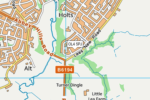 OL4 5PJ map - OS VectorMap District (Ordnance Survey)