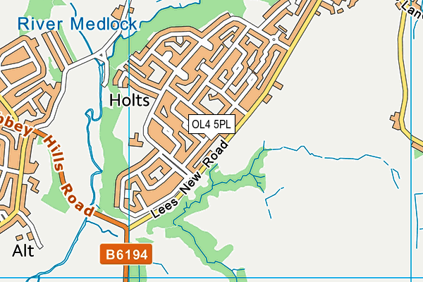 OL4 5PL map - OS VectorMap District (Ordnance Survey)