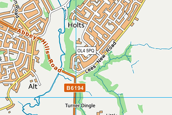 OL4 5PQ map - OS VectorMap District (Ordnance Survey)