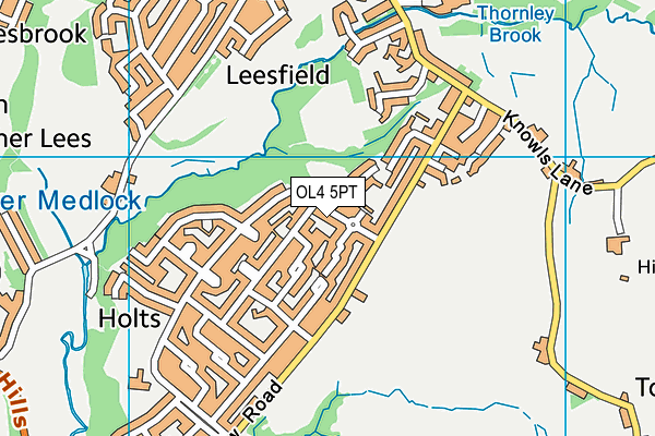 OL4 5PT map - OS VectorMap District (Ordnance Survey)