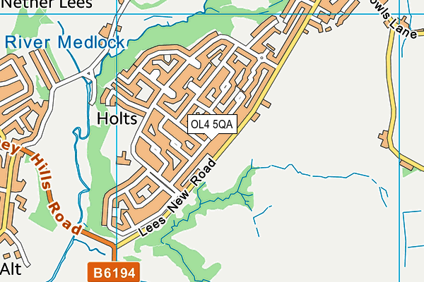 OL4 5QA map - OS VectorMap District (Ordnance Survey)