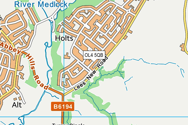 OL4 5QB map - OS VectorMap District (Ordnance Survey)