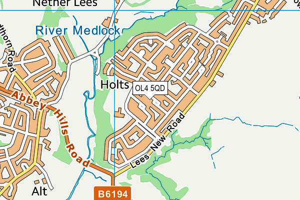 OL4 5QD map - OS VectorMap District (Ordnance Survey)