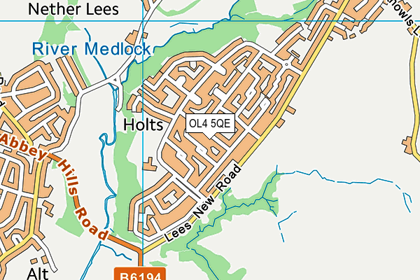 OL4 5QE map - OS VectorMap District (Ordnance Survey)