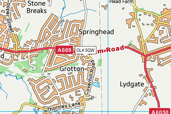 OL4 5QW map - OS VectorMap District (Ordnance Survey)