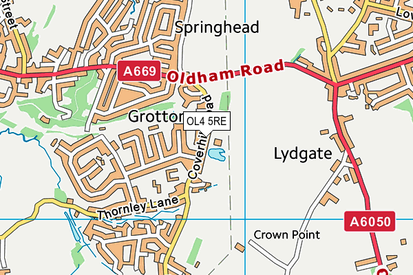 OL4 5RE map - OS VectorMap District (Ordnance Survey)