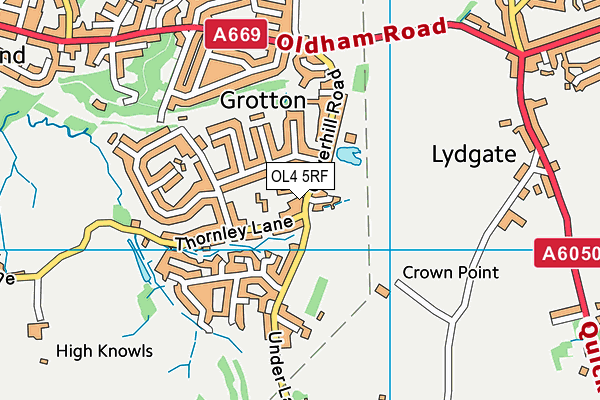 OL4 5RF map - OS VectorMap District (Ordnance Survey)