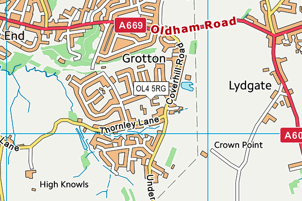 OL4 5RG map - OS VectorMap District (Ordnance Survey)