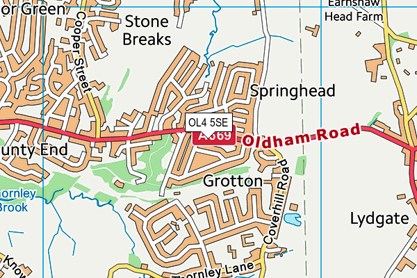 OL4 5SE map - OS VectorMap District (Ordnance Survey)