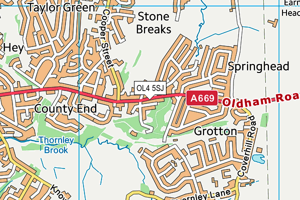 OL4 5SJ map - OS VectorMap District (Ordnance Survey)