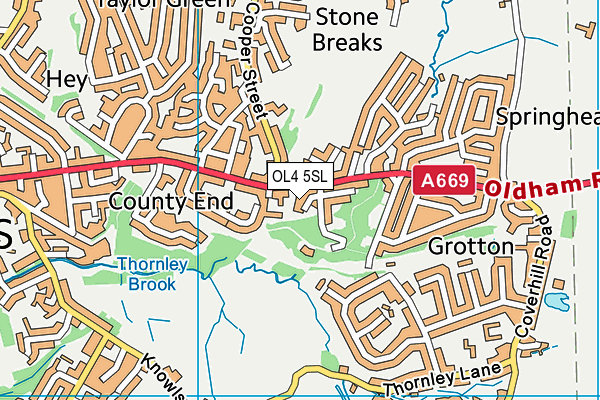 OL4 5SL map - OS VectorMap District (Ordnance Survey)