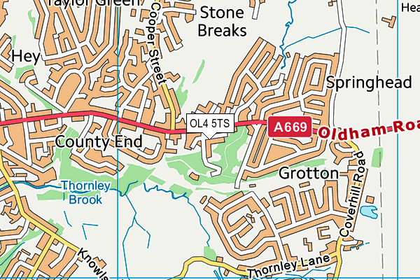 OL4 5TS map - OS VectorMap District (Ordnance Survey)