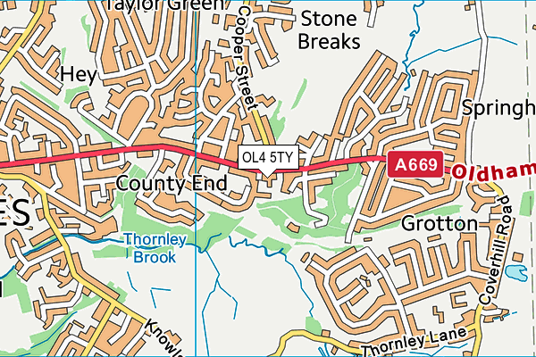 OL4 5TY map - OS VectorMap District (Ordnance Survey)