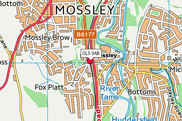 OL5 0AB map - OS VectorMap District (Ordnance Survey)